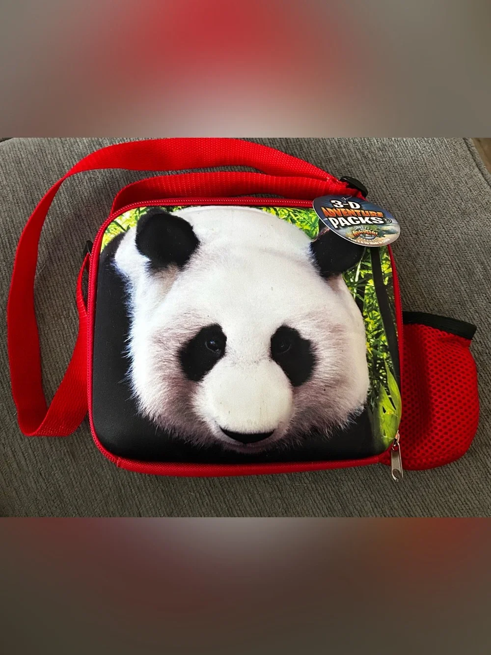 3-D Panda Bear Adventure Packs Red Lunch Box NWT